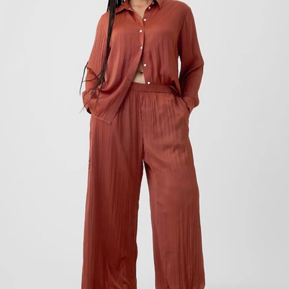 GAP Crinkle Texture Satin Pants | Size Large |
